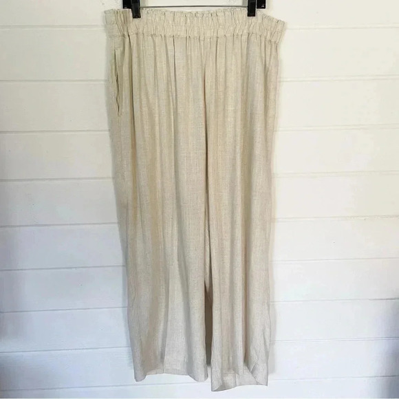 EUC Black Tape_ High Waist Wide Leg Beige Linen Blend Pants Size 2X - Picture 3 of 13